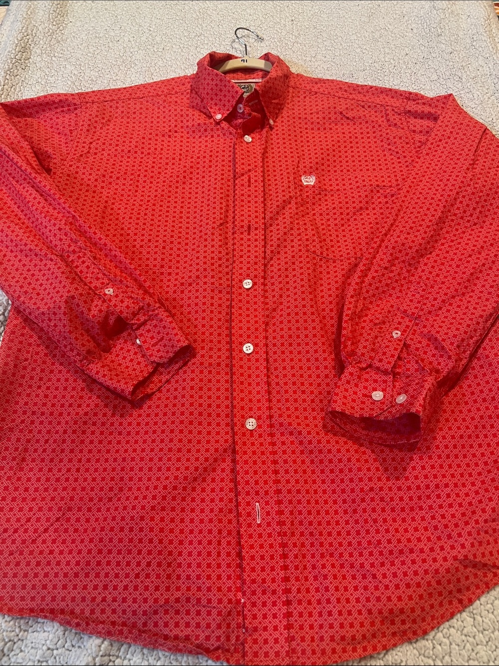 Cinch Red Patterned Button-Down Shirt - Picture 10 of 10